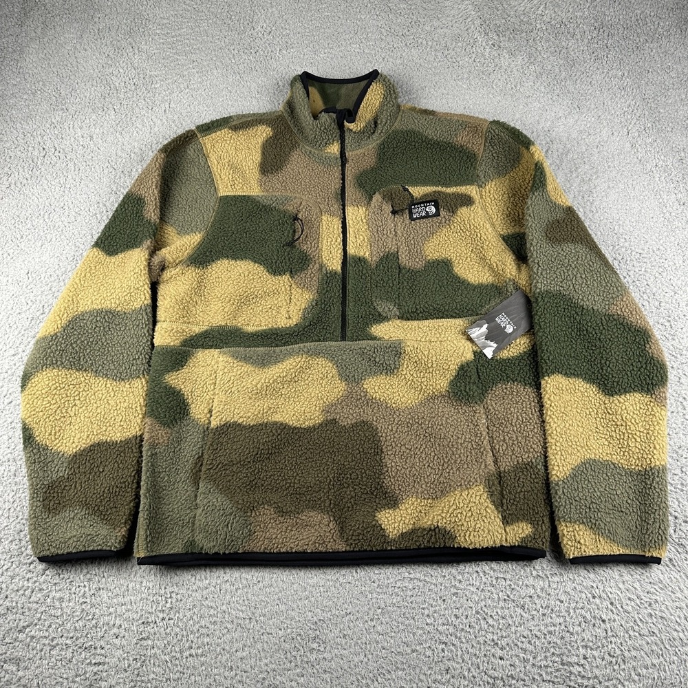 Mountain Hardwear HiCamp Jacket Mens Small Camo Sherpa Fleece Pullover Outdoor